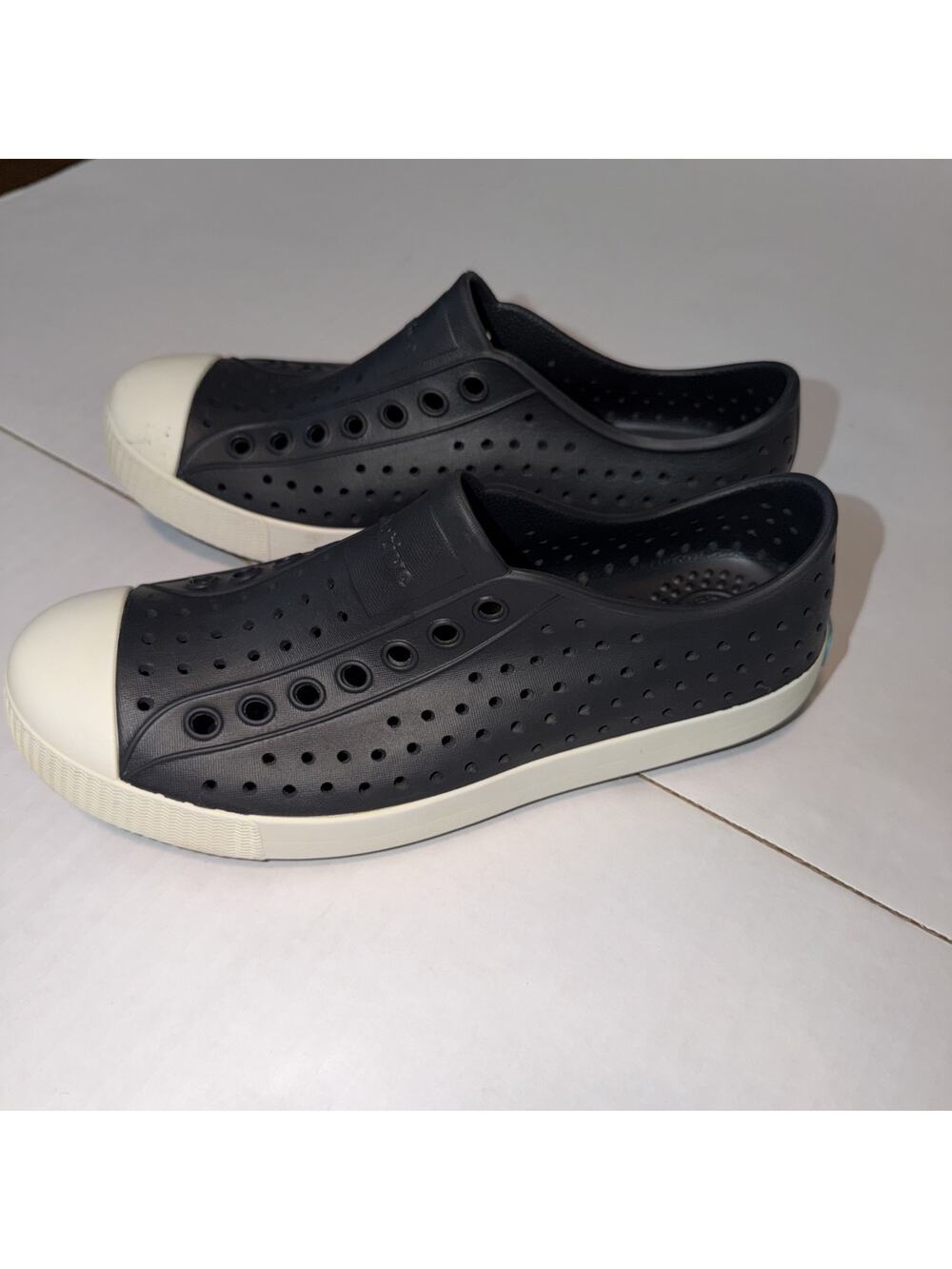 Native Shoes Size M5/w7 Black Rubber Perforated Slip On Water Sneakers